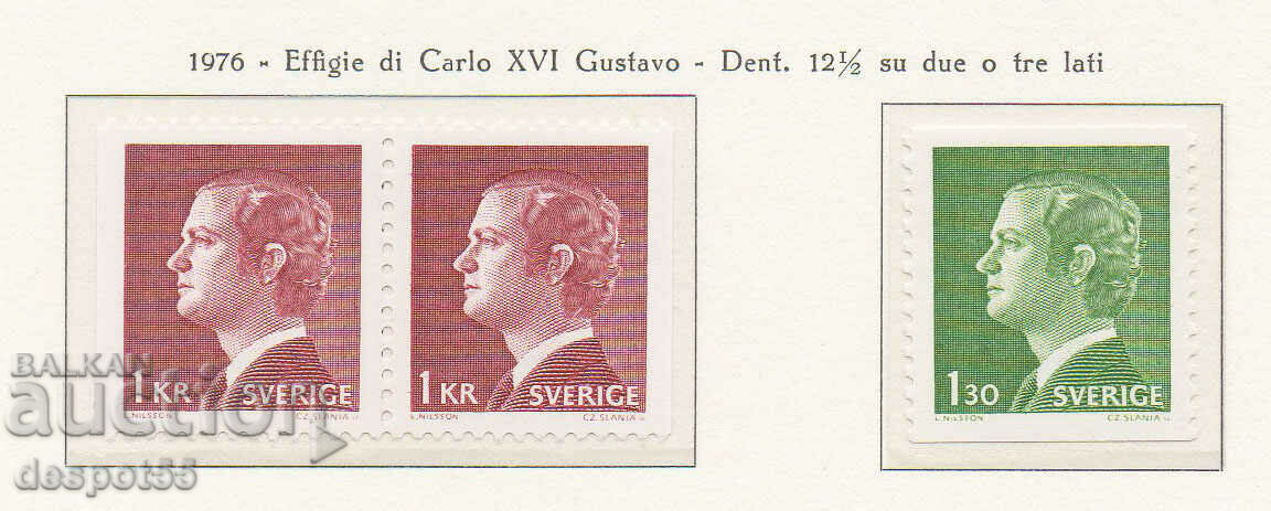 1976. Σουηδία. Πορτρέτο του Carl XVI Gustaf - νέες αξίες.