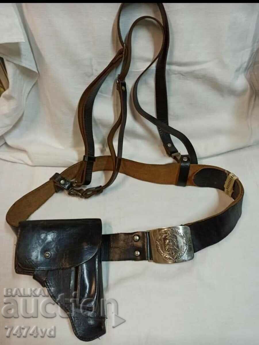 Militia belt with pouch and holster from the social period