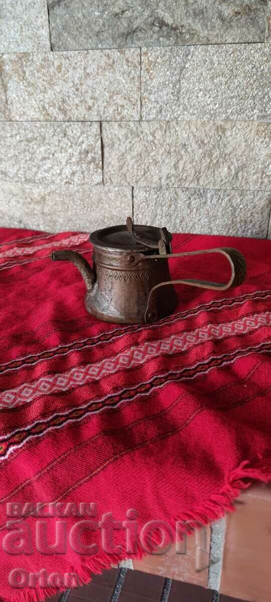 OLD FORGED COPPER BOILER FOR HEATED BRANDY - 5