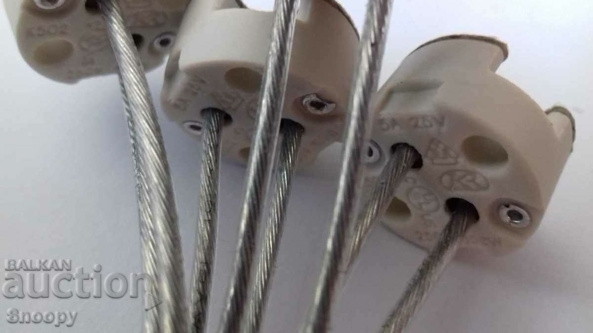 Ceramic socket G9 - set of 4 pcs. with cables Ceramic socket G9 - set of 4 pcs. with cables