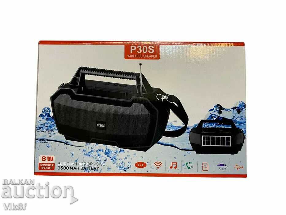 Преносима тонколона със соларен панел и радио P30S - 6 Преносима тонколона със соларен панел и радио P30S - 6