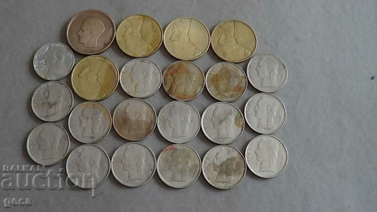Auction Lot of coins Belgium 22 pieces Auction Lot of coins Belgium 22 pieces
