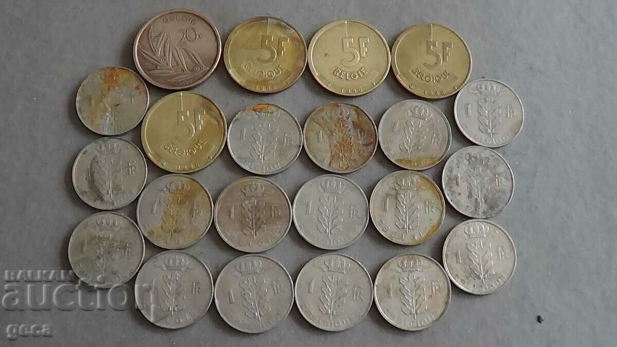 Lot of coins Belgium 22 pieces Lot of coins Belgium 22 pieces