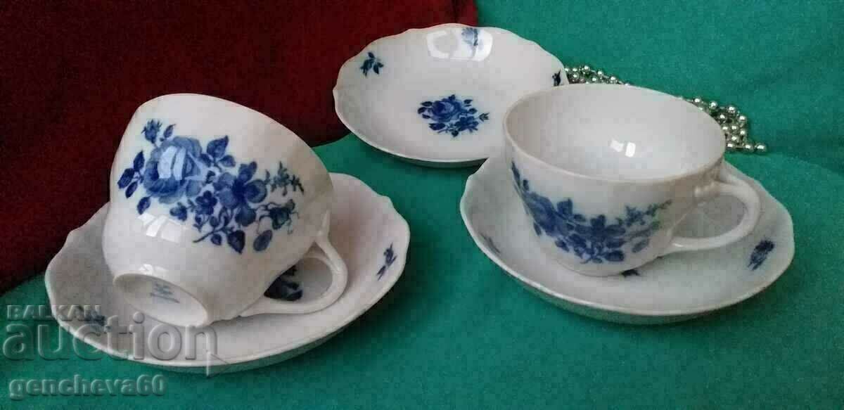 Set of glasses, "Blue rose" Bavaria