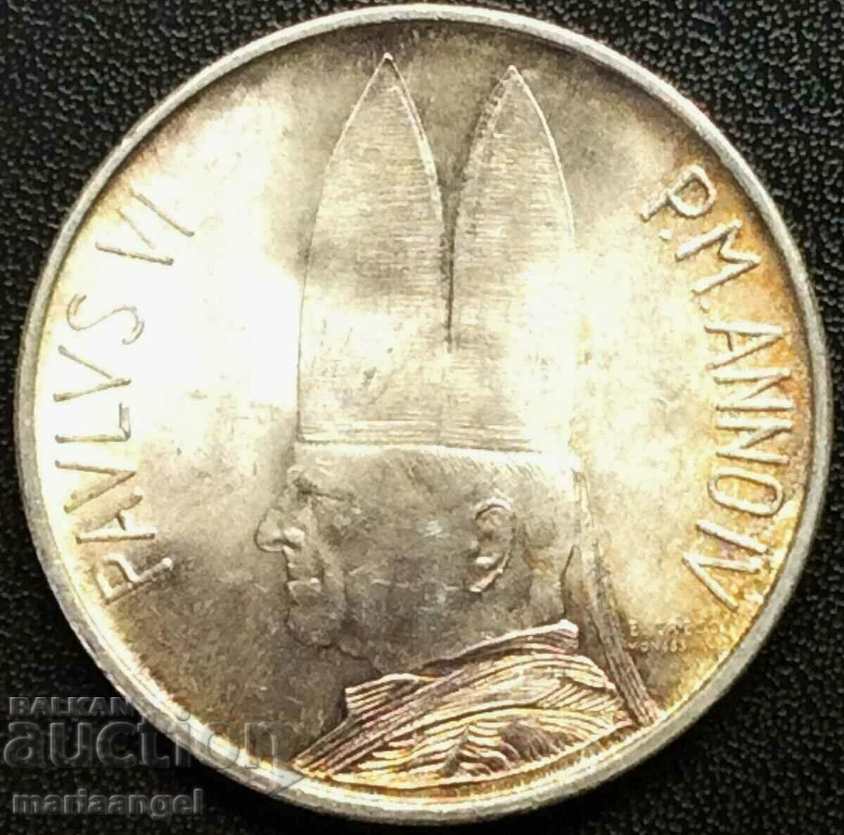 500 Lire 1966 Vatican UNC Aur Patina Argint - Rar
