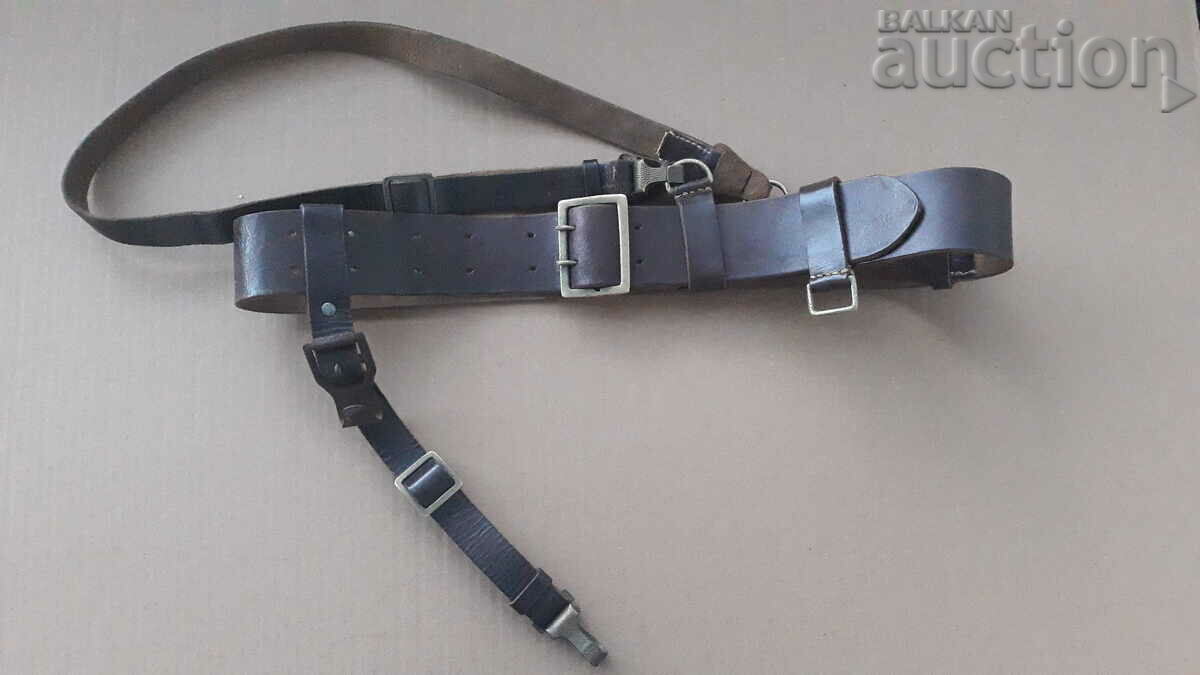 brown officer's belt with buckle and combat saber carrier
