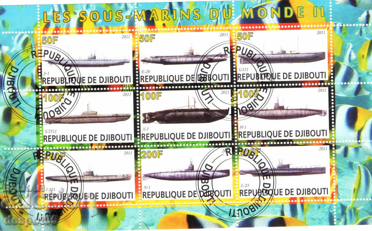 2011. Djibouti. Lumea submarinelor. Timbre ilegale. Bloc.