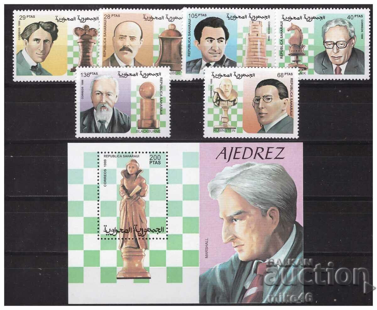 WESTERN SAHARA 1999 Famous chess players series and bl.