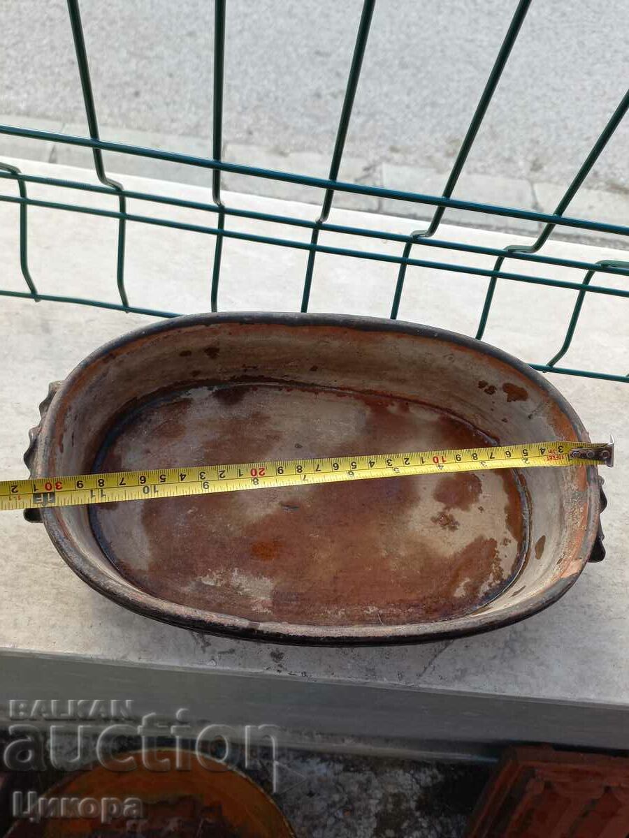 Auction  OLD PAINTED POTTERY TRAY CUTTER STAMP