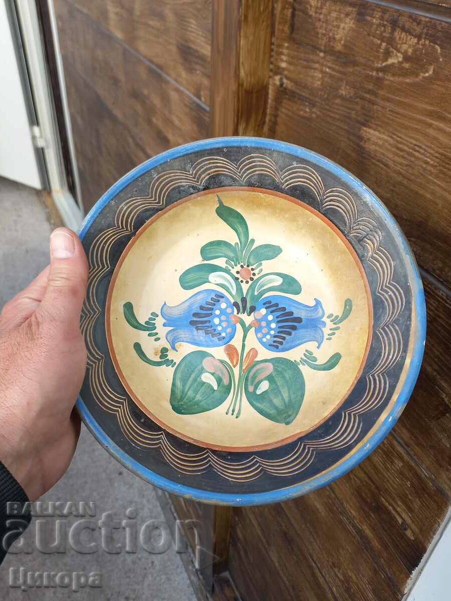OLD PAINTED POTTERY PLATE SEAL