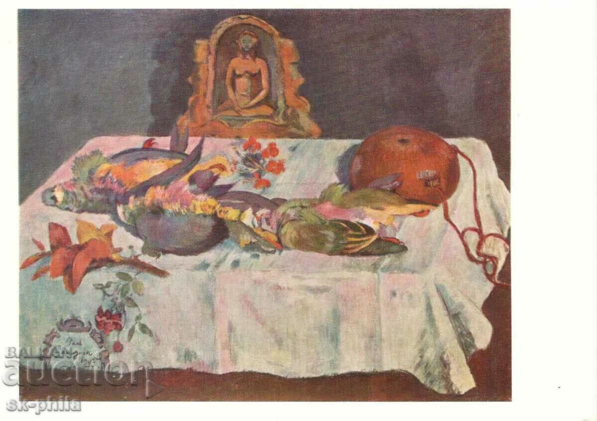 Old postcard - Art - Paul Gauguin, Still life with parrots