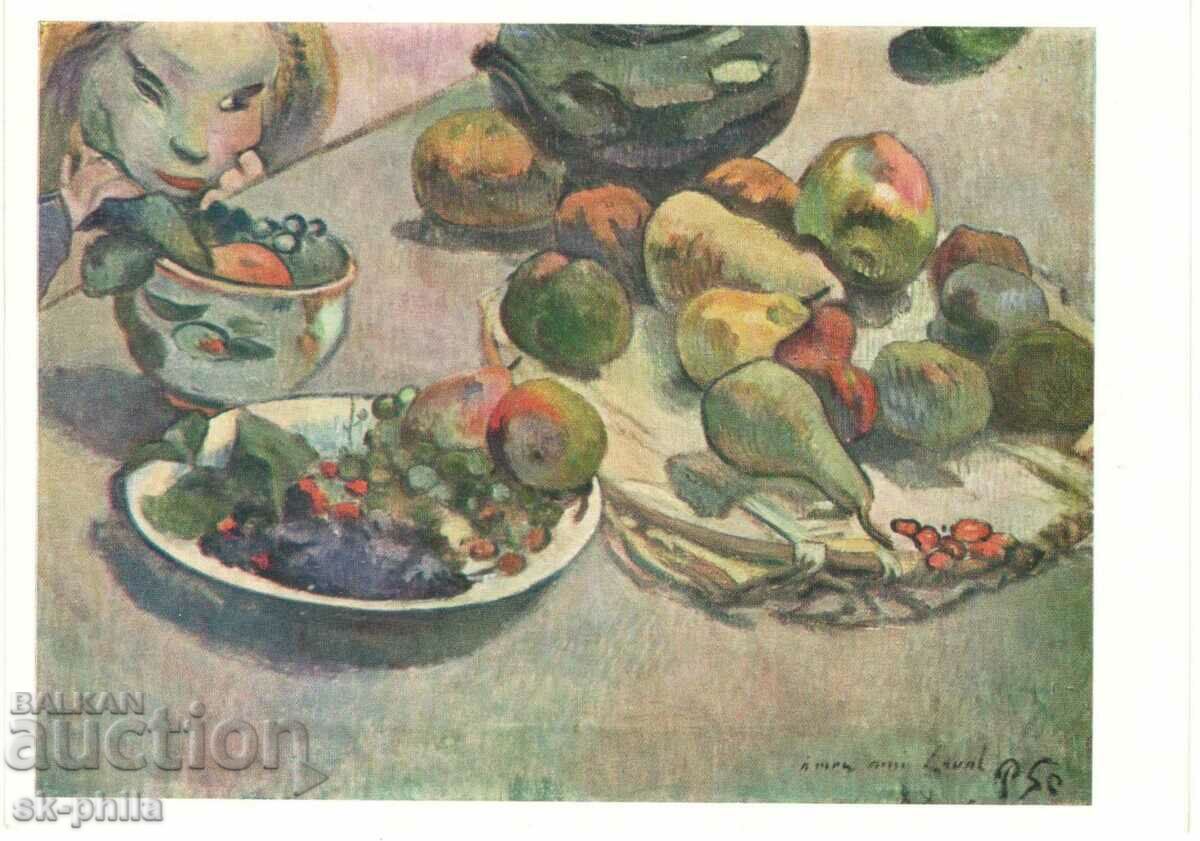 Old postcard - Art - Paul Gauguin, Still life with fruit