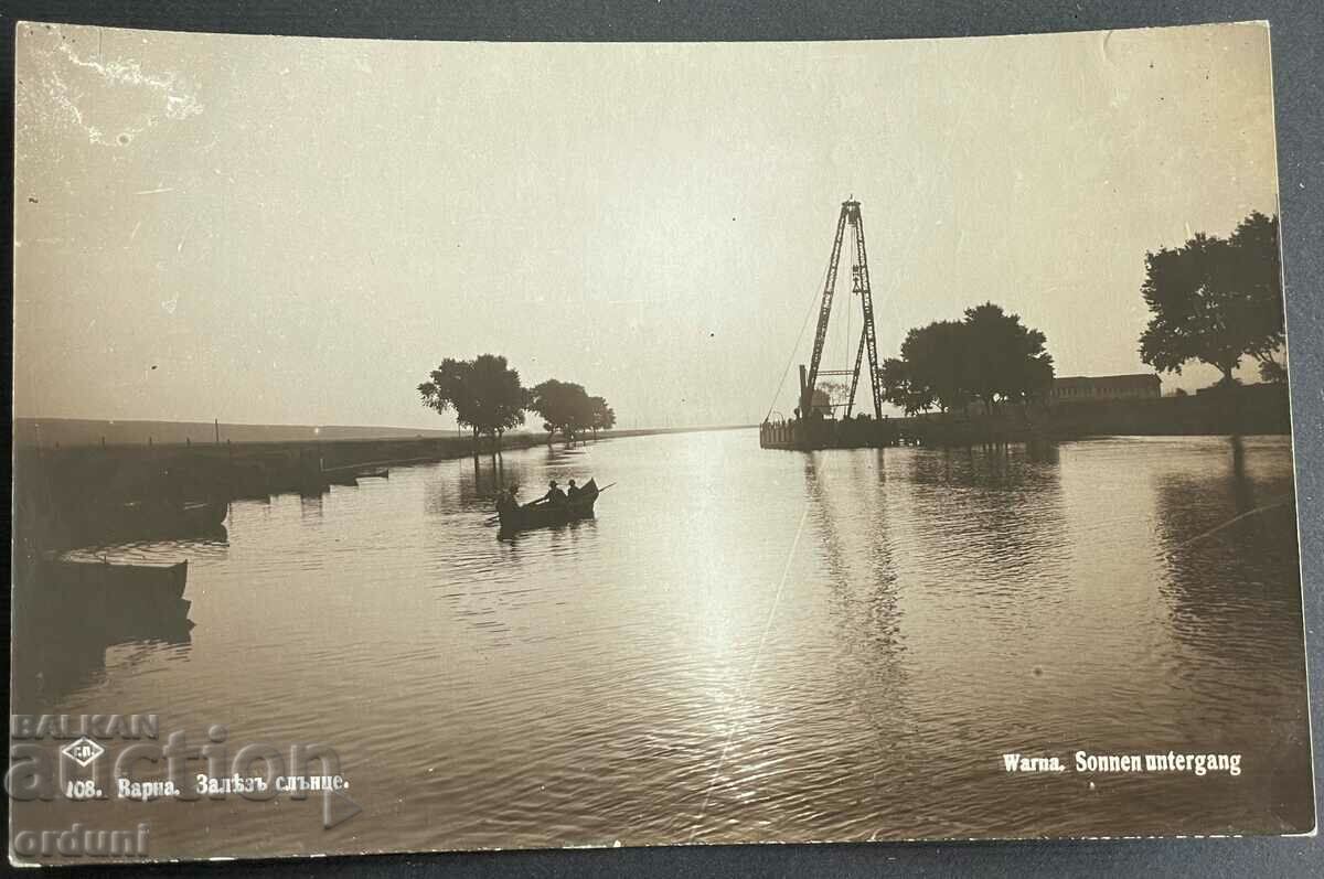 3313 Царство България Варна лодка Залез слънце 1932г.