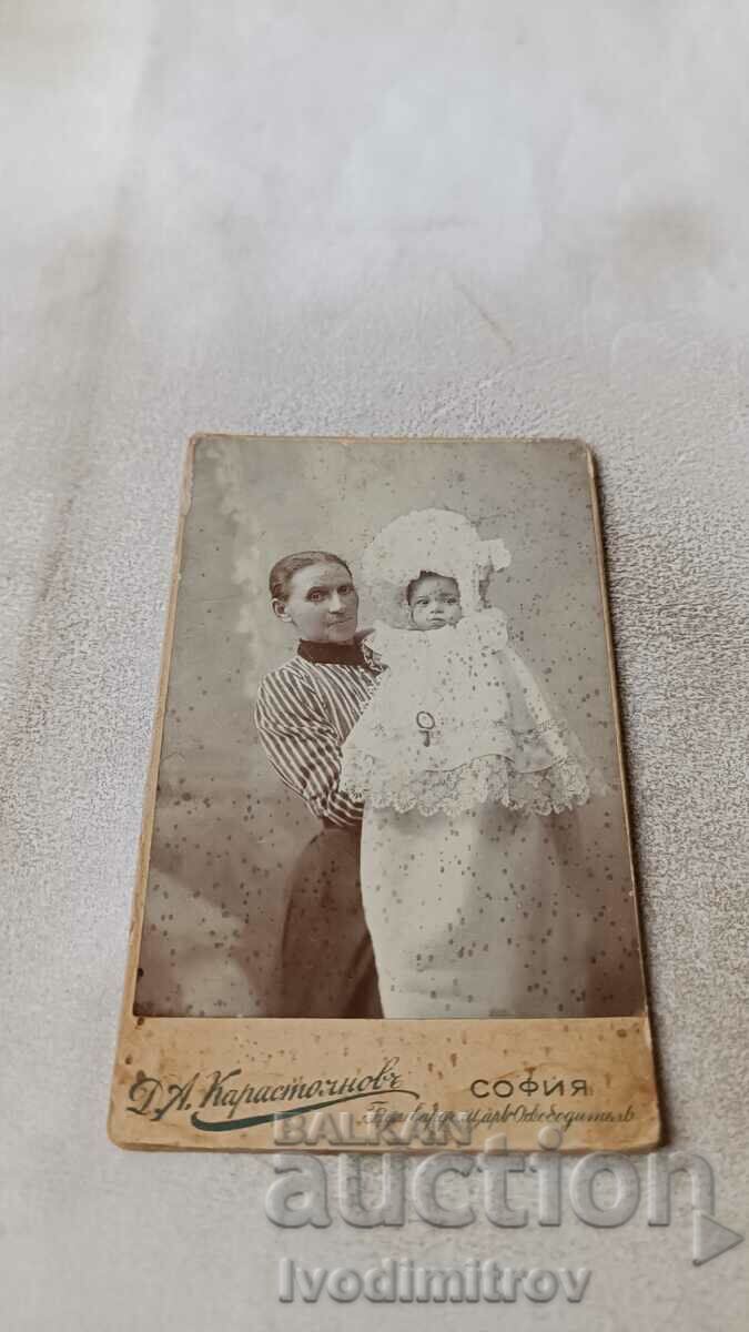 Foto Femeie cu o fetiță Sofia 1904 Carton
