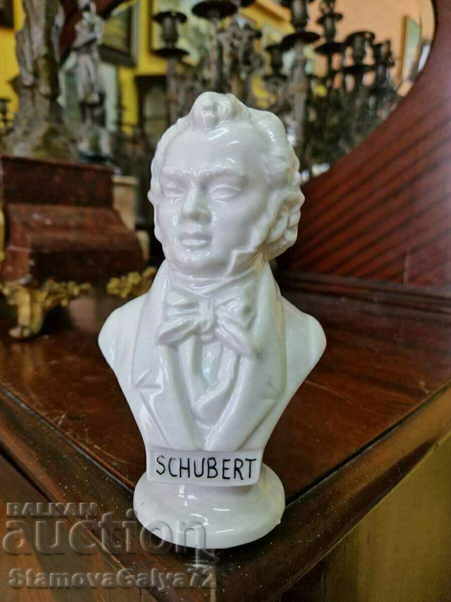 Antique collectible porcelain bust of SCHUBERT