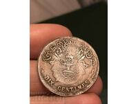 Камбоджа 10 сантима 1860 Нородом I рядка медна монета