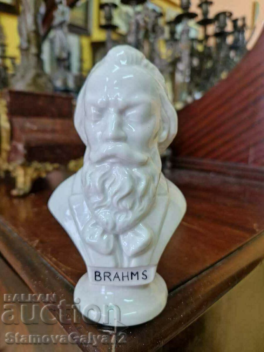 A beautiful antique collectible porcelain bust of BRAHMS