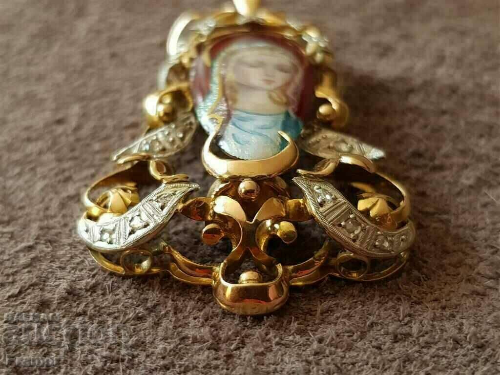 18K GOLD DIAMONDS DIAMONDS medallion gold Madonna - 5 18K GOLD DIAMONDS DIAMONDS medallion gold Madonna - 5