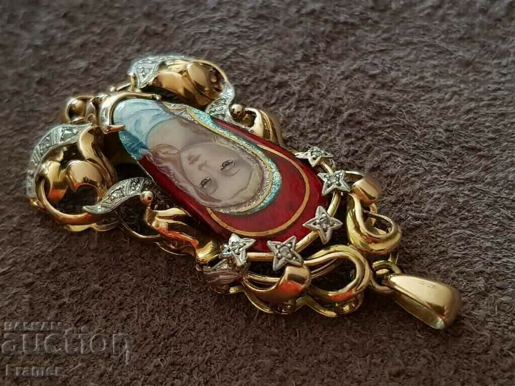 18K GOLD DIAMONDS DIAMONDS medallion gold Madonna - 6 18K GOLD DIAMONDS DIAMONDS medallion gold Madonna - 6