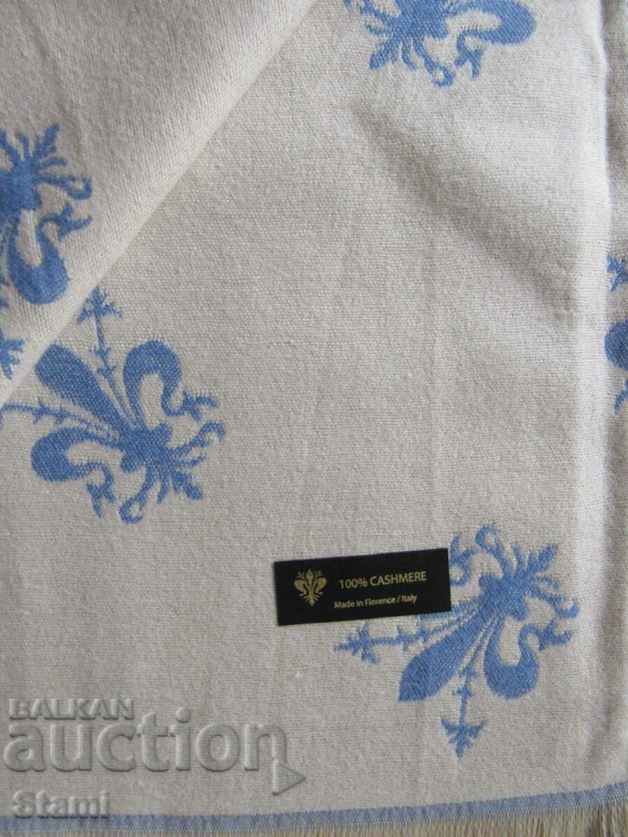 Fine two-faced blue and champagne scarf from Florence, Italy with price 79.00 BGN | € 40.39 Fine two-faced blue and champagne scarf from Florence, Italy with price 79.00 BGN | € 40.39