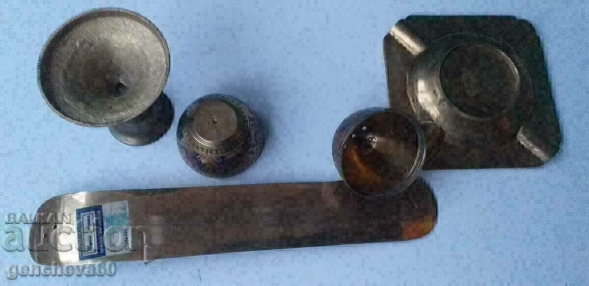 Interesting LOT bronze egg, ashtray and other/candles - 5