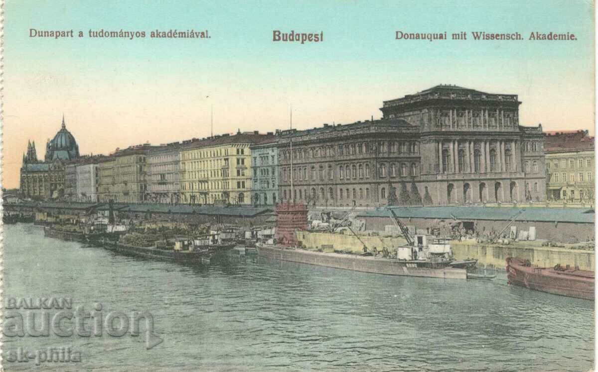 Old postcard - Budapest, Port on the Danube
