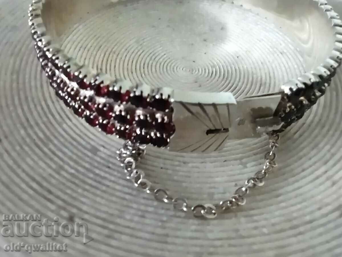 Auction ORIGINAL SILVER BRACELET with NATURAL GARNET, 900 SILVER Auction ORIGINAL SILVER BRACELET with NATURAL GARNET, 900 SILVER