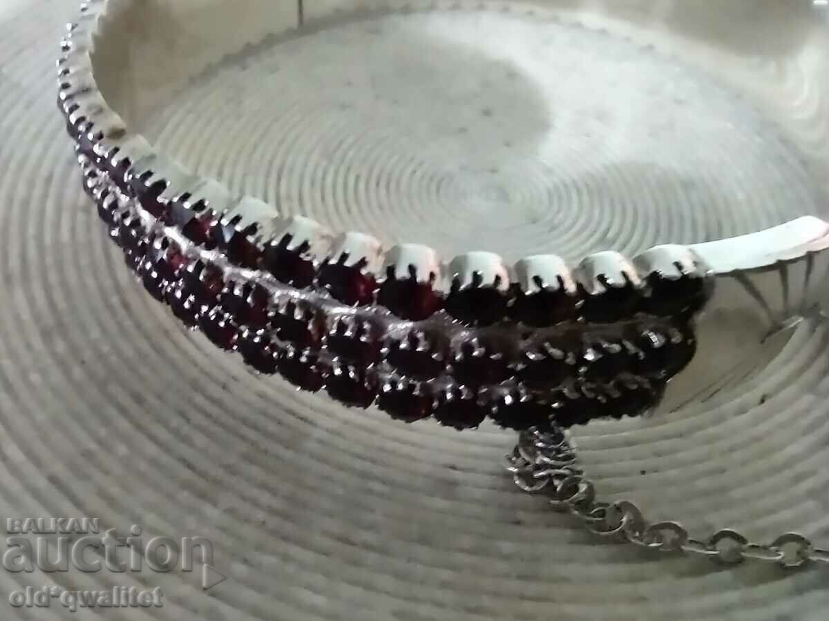 ORIGINAL SILVER BRACELET with NATURAL GARNET, 900 SILVER - 5 ORIGINAL SILVER BRACELET with NATURAL GARNET, 900 SILVER - 5