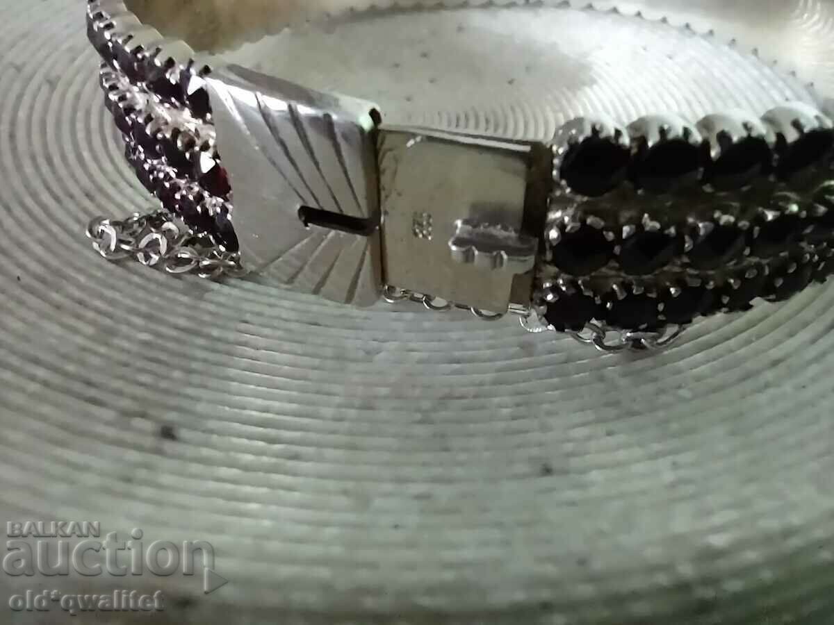 ORIGINAL SILVER BRACELET with NATURAL GARNET, 900 SILVER - 6 ORIGINAL SILVER BRACELET with NATURAL GARNET, 900 SILVER - 6