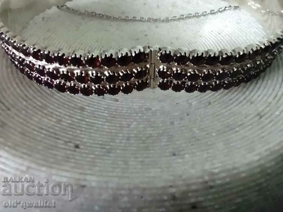 ORIGINAL SILVER BRACELET with NATURAL GARNET, 900 SILVER - 7 ORIGINAL SILVER BRACELET with NATURAL GARNET, 900 SILVER - 7