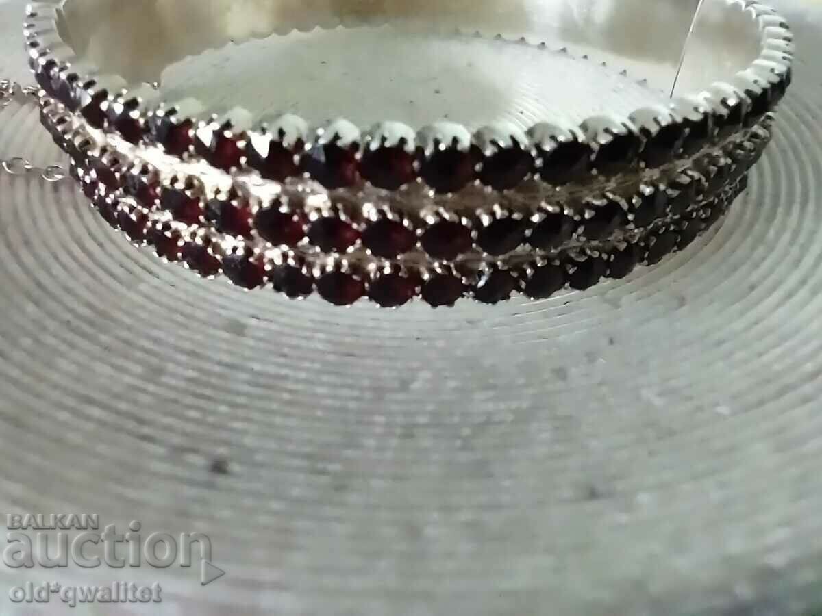 ORIGINAL SILVER BRACELET with NATURAL GARNET, 900 SILVER ORIGINAL SILVER BRACELET with NATURAL GARNET, 900 SILVER