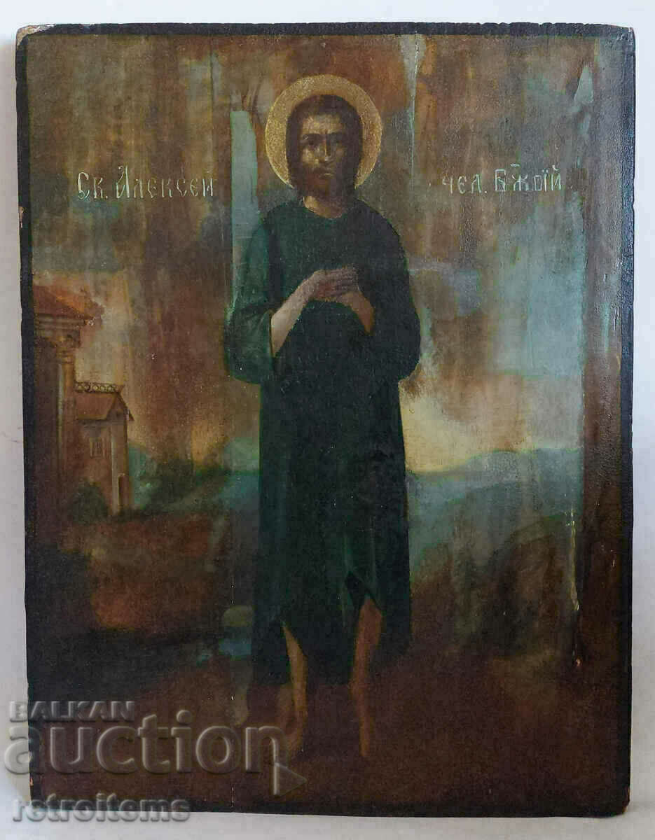 19 Век! Руска, Голяма Икона на Св.Преподобни Алексий