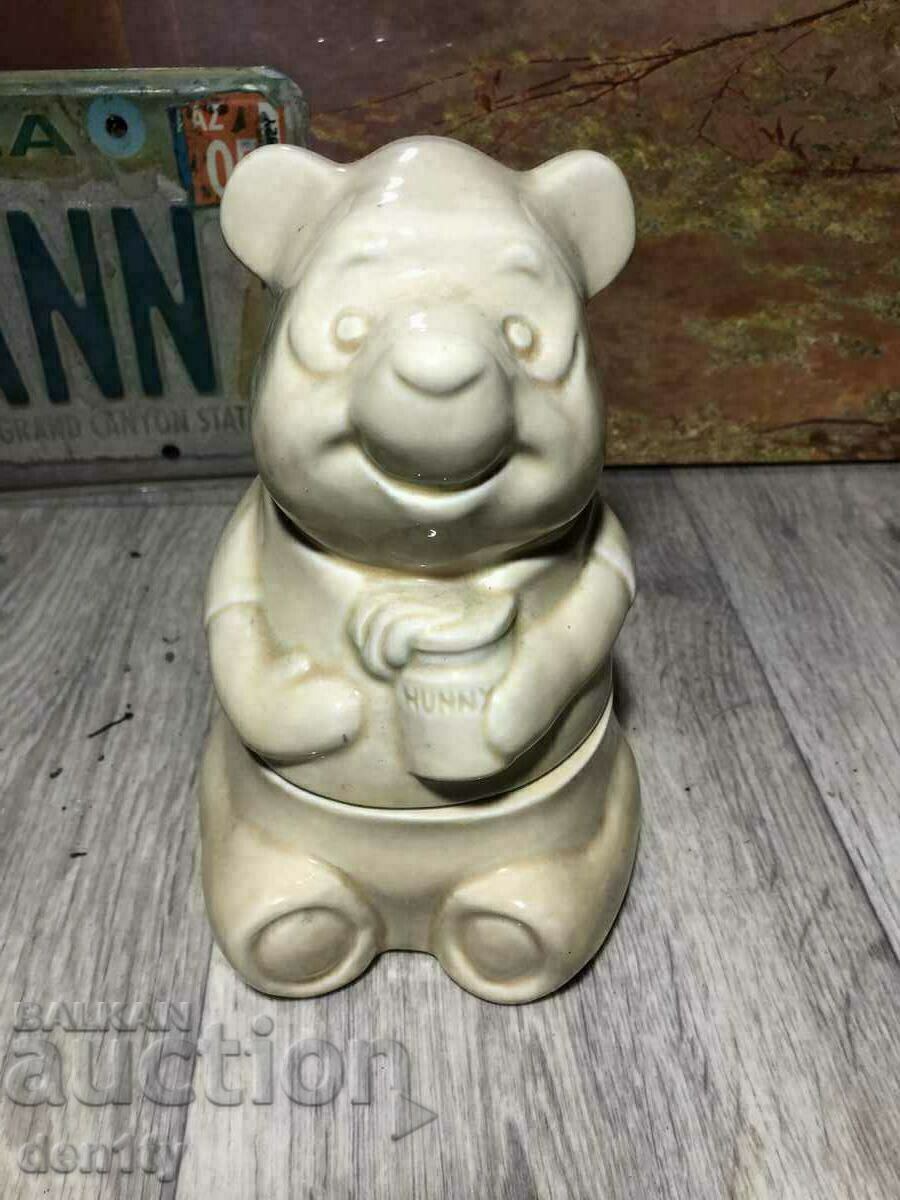 Borcan de biscuiți din ceramică vintage Winnie the Pooh