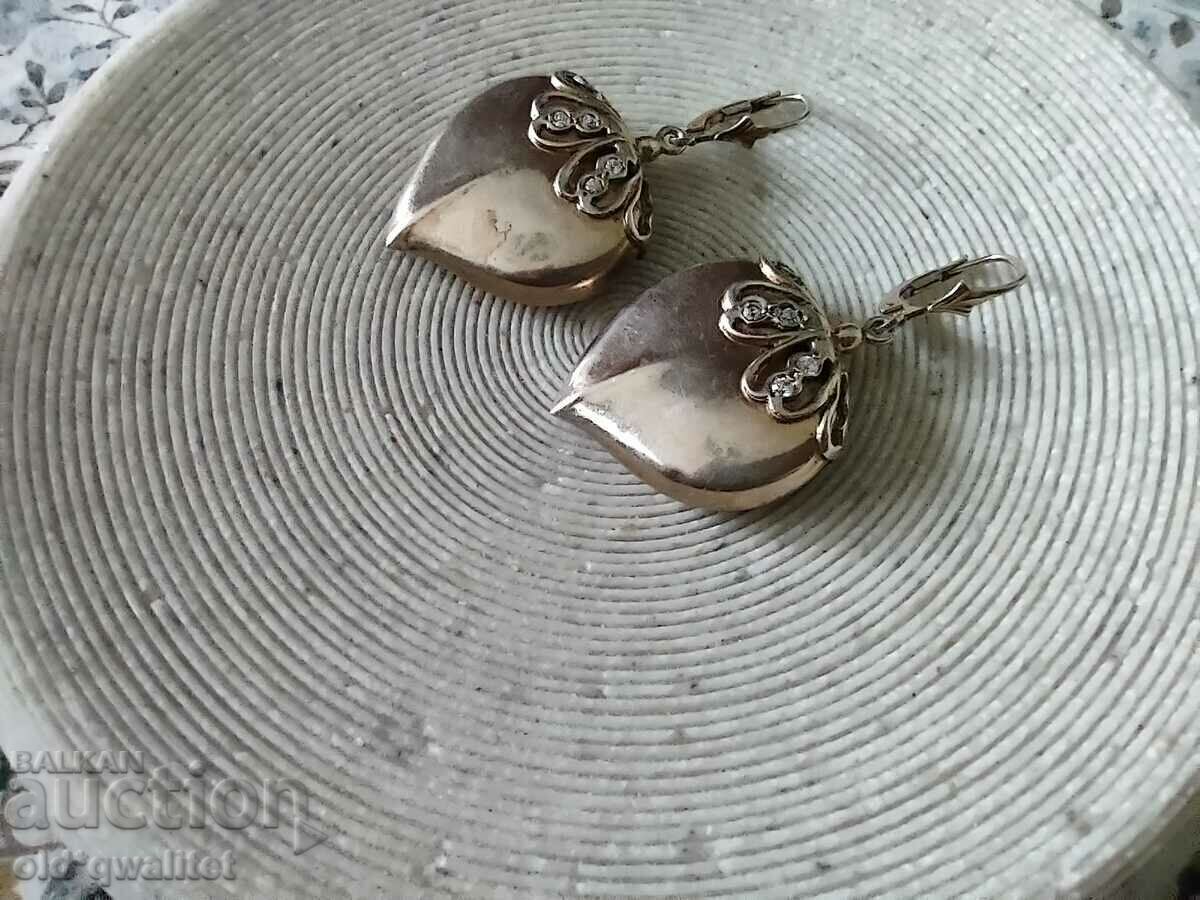 Auction  Silver earrings with delicate gilding and stones