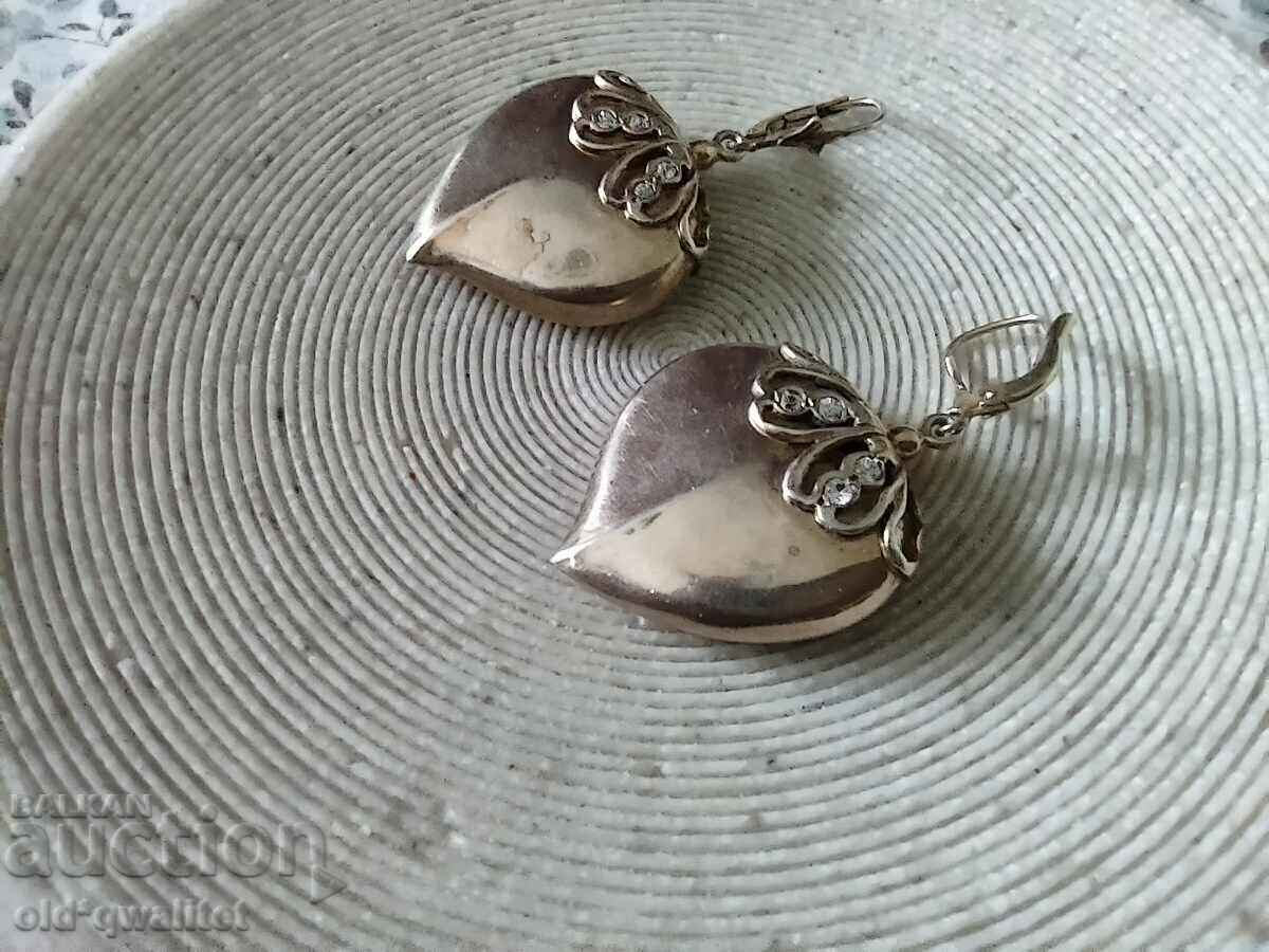 Silver earrings with delicate gilding and stones - 5