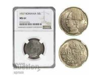 Romania, Carol II, 50 Lei 1937, NGC MS61