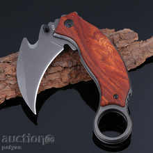 Karambit μαχαίρι με ξύλινη λαβή και εξάρτημα κλιπ