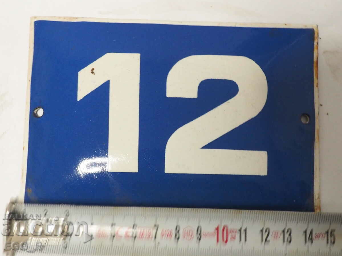 Old enamel plate plate number 12