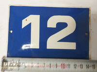 Old enamel plate plate number 12