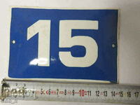 Old enamel plate plate number 15