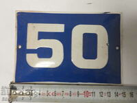 Old enamel plate plate number 50