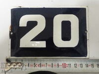 Old enamel plate plate number 20