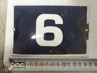 Old enamel plate plate number 6