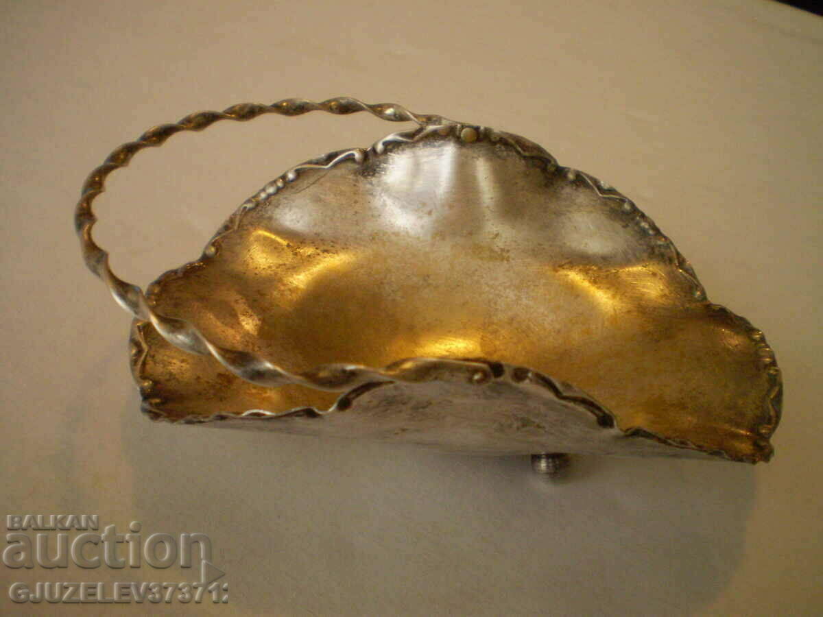 Auction Antique old silver plated basket with ornate Auction Antique old silver plated basket with ornate