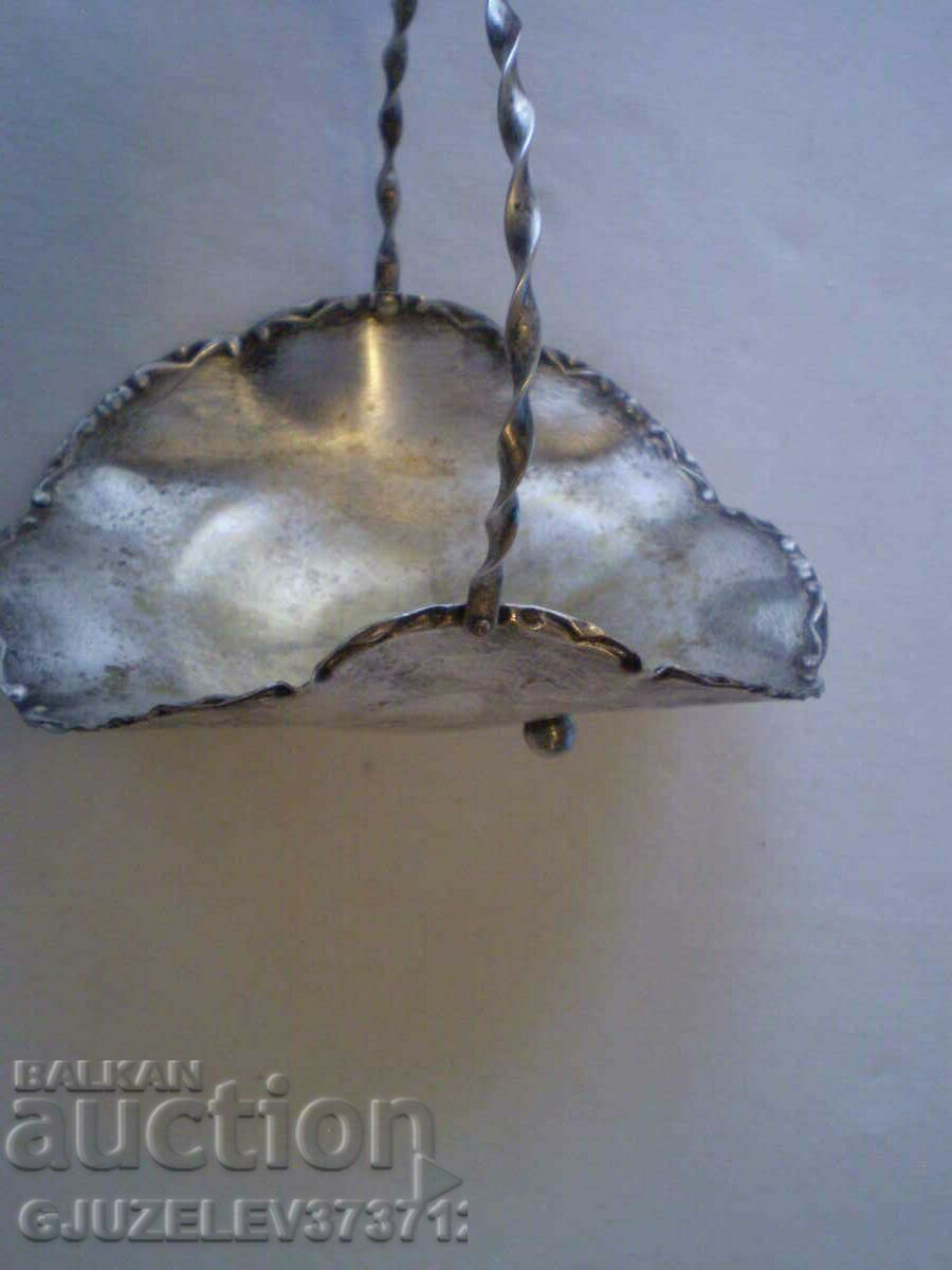 Coș antic placat cu argint vechi cu ornamente