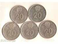 Hungary Lot 20 forints 1982,83,84,85 and 1989.
