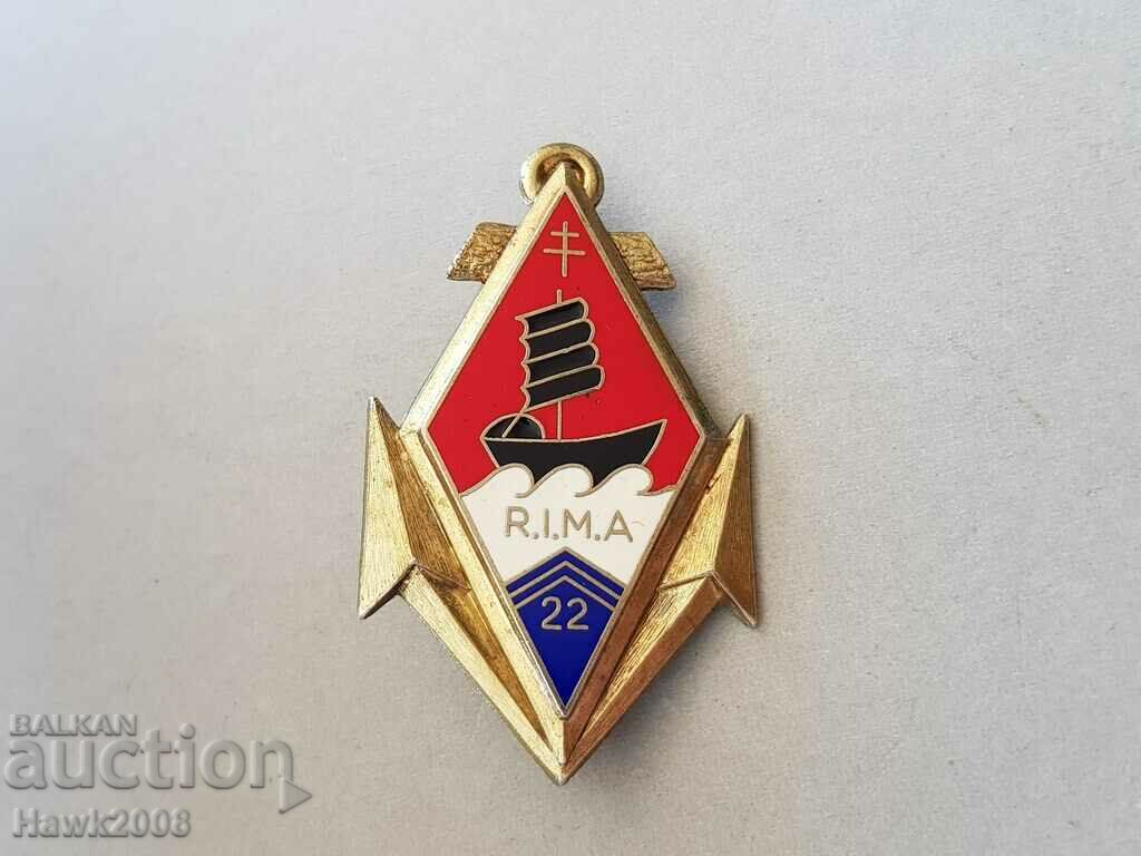 Auction French Naval Enamel Badge R.I.M.A 22 Medal Auction French Naval Enamel Badge R.I.M.A 22 Medal