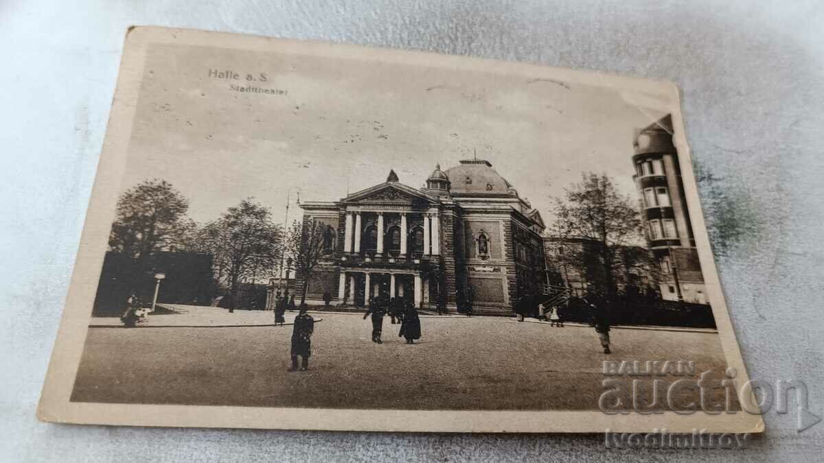Пощенска картичка Halle Stadttheater 1922