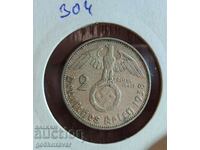 Германия Трети райх! 2 марки 1938г Сребро.