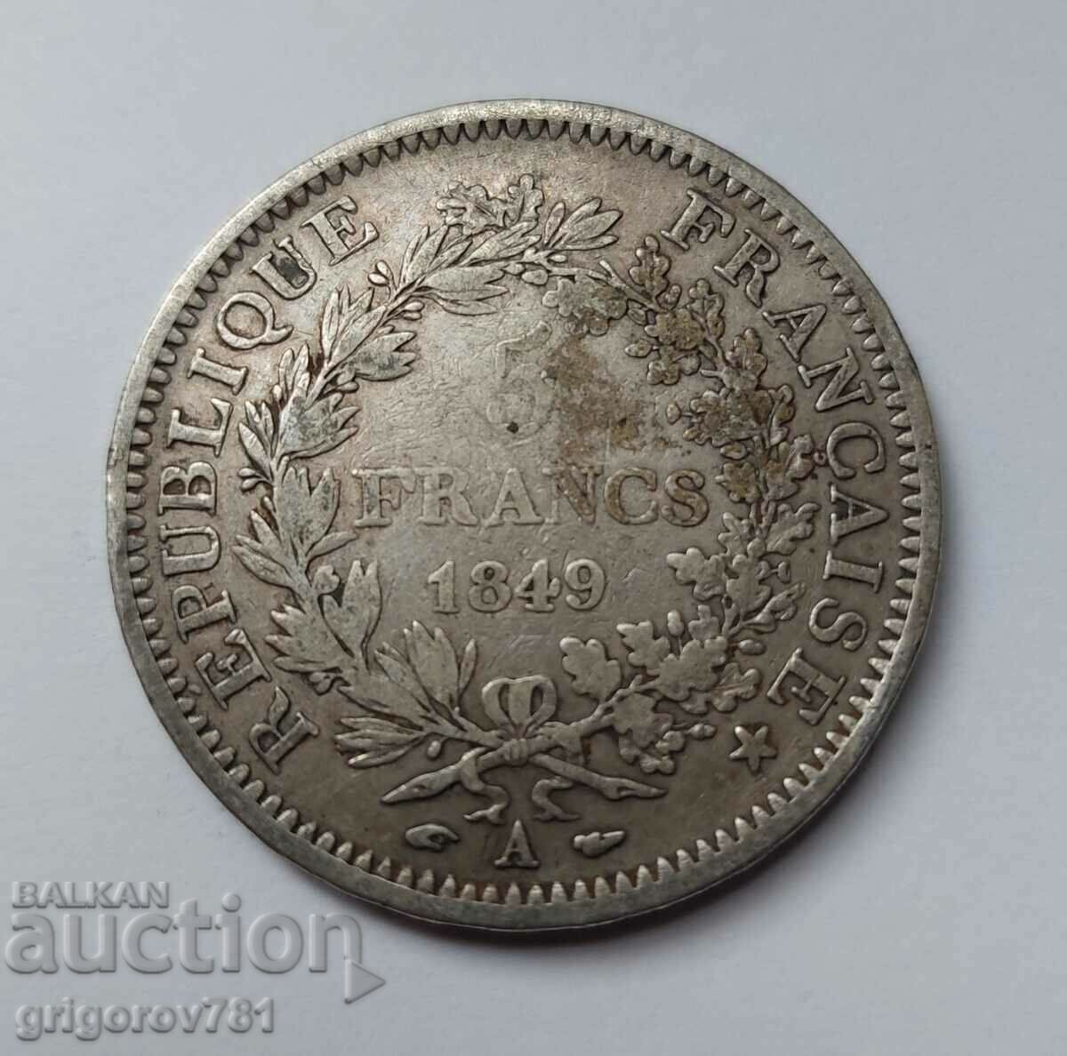 5 франка сребро Франция 1849 А  - сребърна монета #14